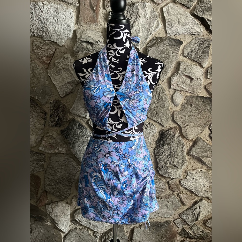 NWOT 2 Piece Purple Floral Swimsuit XS